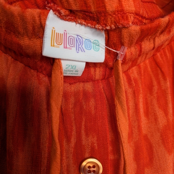 NWT- LuLaRoe Skirt- 2XL- Orange Rayon Blend Stretch Button Up Drawstring Pockets - Picture 4 of 6